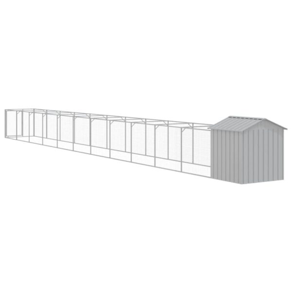 vidaXL Dog House with Roof Light Gray 46.1"x480.7"x48.4" Galvanized Steel - Image 5