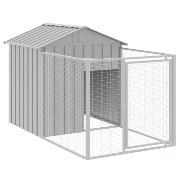 vidaXL Dog House with Roof Light Gray 46.1"x480.7"x48.4" Galvanized Steel - Image 6