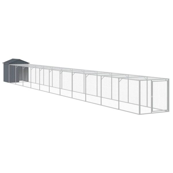 vidaXL Chicken Cage with Run Anthracite 46.1"x480.7"x48.4" Galvanized Steel - Image 2