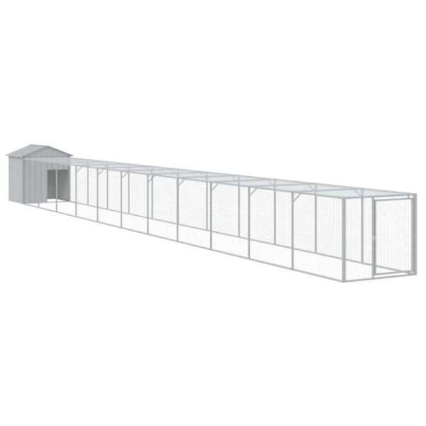 vidaXL Chicken Cage with Run Light Gray 46.1"x480.7"x48.4" Galvanized Steel - Image 2