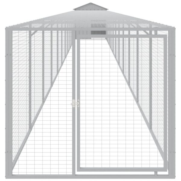 vidaXL Chicken Cage with Run Light Gray 46.1"x480.7"x48.4" Galvanized Steel - Image 3