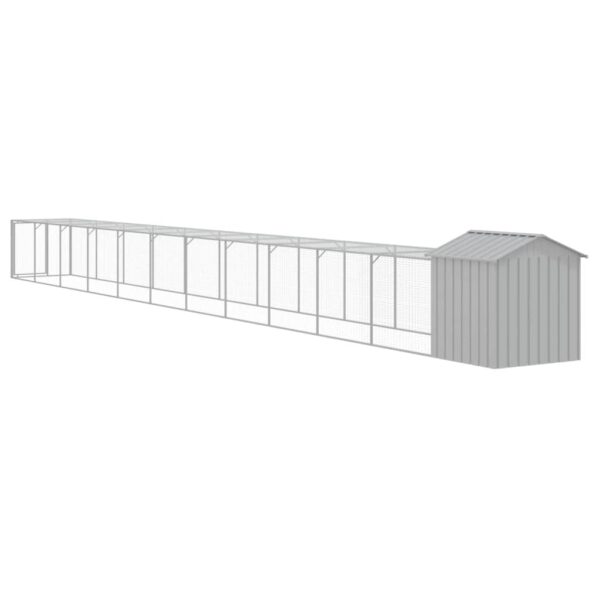 vidaXL Chicken Cage with Run Light Gray 46.1"x480.7"x48.4" Galvanized Steel - Image 5