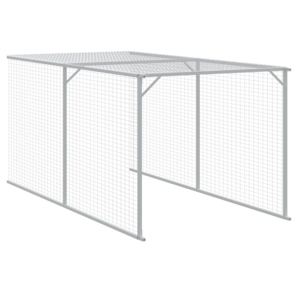 vidaXL Chicken Cage with Run Light Gray 46.1"x480.7"x48.4" Galvanized Steel - Image 7