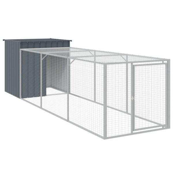 vidaXL Chicken Cage with Run Anthracite 43.3"x159.4"x43.3" Galvanized Steel - Image 2