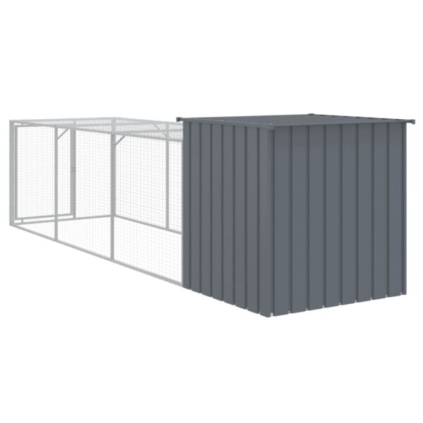 vidaXL Chicken Cage with Run Anthracite 43.3"x159.4"x43.3" Galvanized Steel - Image 5