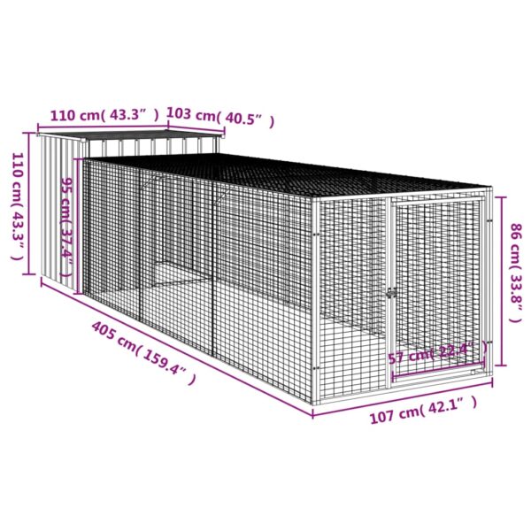 vidaXL Chicken Cage with Run Anthracite 43.3"x159.4"x43.3" Galvanized Steel - Image 8