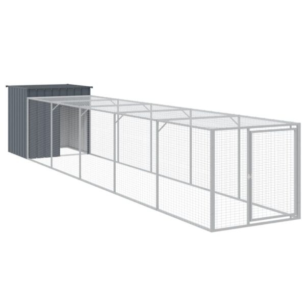 vidaXL Chicken Cage with Run Anthracite 43.3"x239.8"x43.3" Galvanized Steel - Image 2