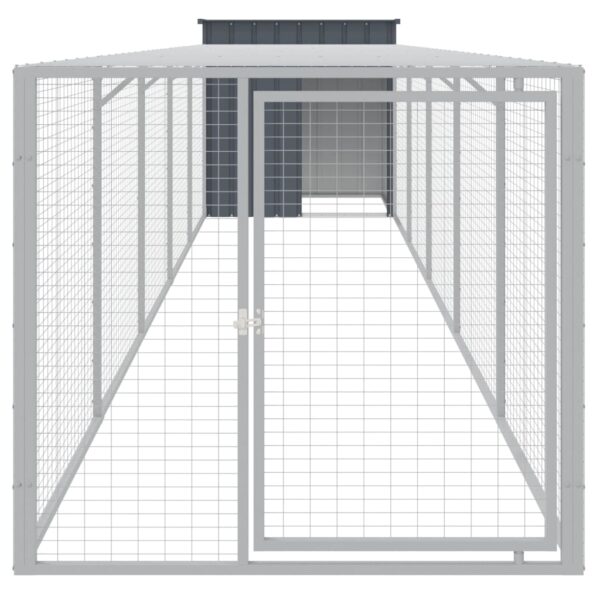 vidaXL Chicken Cage with Run Anthracite 43.3"x239.8"x43.3" Galvanized Steel - Image 3