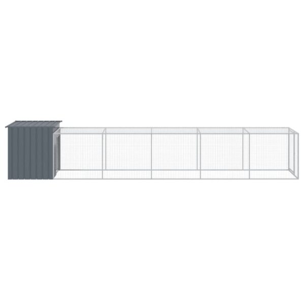 vidaXL Chicken Cage with Run Anthracite 43.3"x239.8"x43.3" Galvanized Steel - Image 4