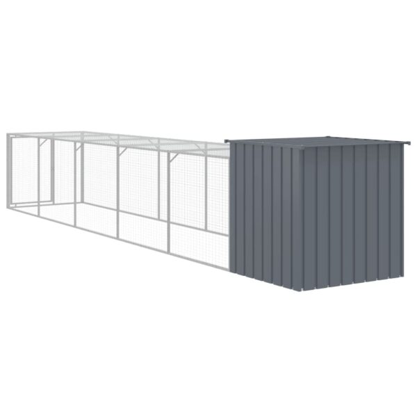 vidaXL Chicken Cage with Run Anthracite 43.3"x239.8"x43.3" Galvanized Steel - Image 5