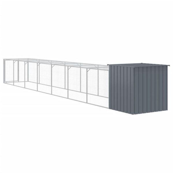 vidaXL Chicken Cage with Run Anthracite 43.3"x320.1"x43.3" Galvanized Steel - Image 5