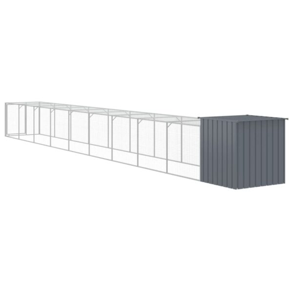 vidaXL Chicken Cage with Run Anthracite 43.3"x400.4"x43.3" Galvanized Steel - Image 5