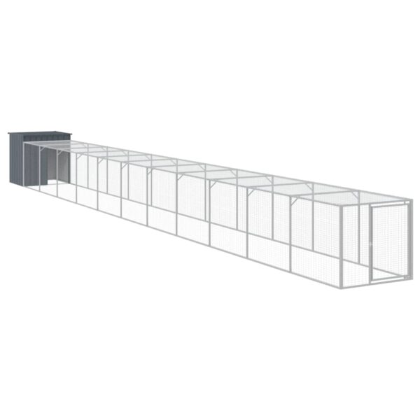 vidaXL Chicken Cage with Run Anthracite 43.3"x480.7"x43.3" Galvanized Steel - Image 2