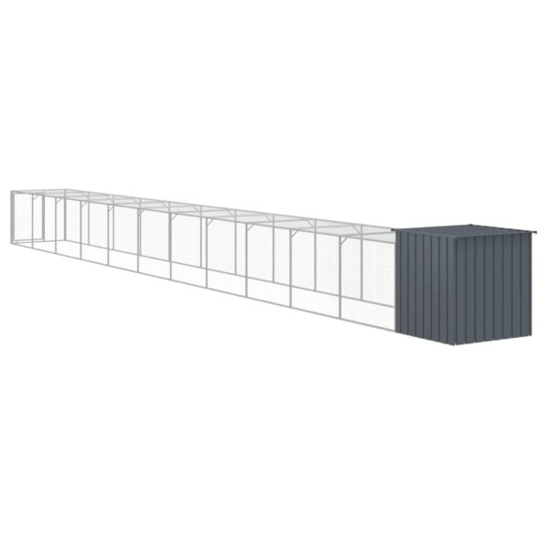 vidaXL Chicken Cage with Run Anthracite 43.3"x480.7"x43.3" Galvanized Steel - Image 5