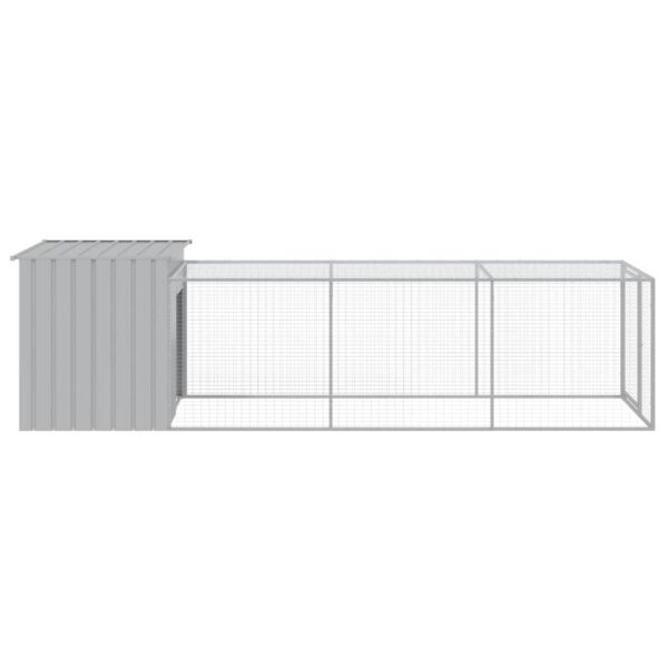 vidaXL Chicken Cage with Run Light Gray 43.3"x159.4"x43.3" Galvanized Steel - Image 4