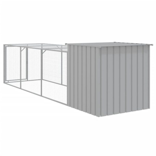 vidaXL Chicken Cage with Run Light Gray 43.3"x159.4"x43.3" Galvanized Steel - Image 5