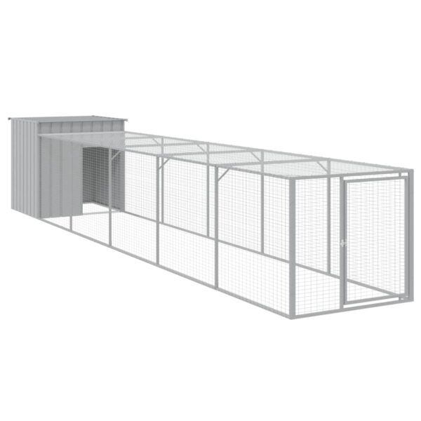 vidaXL Chicken Cage with Run Light Gray 43.3"x239.8"x43.3" Galvanized Steel - Image 2