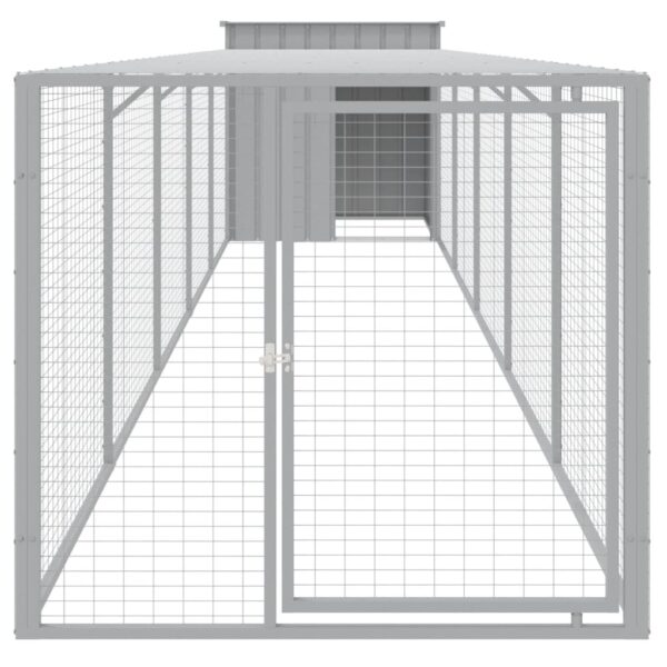 vidaXL Chicken Cage with Run Light Gray 43.3"x239.8"x43.3" Galvanized Steel - Image 3