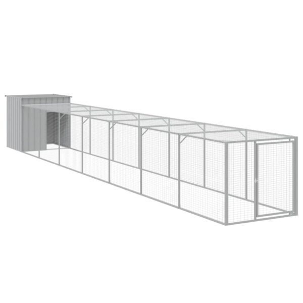 vidaXL Chicken Cage with Run Light Gray 43.3"x320.1"x43.3" Galvanized Steel - Image 2