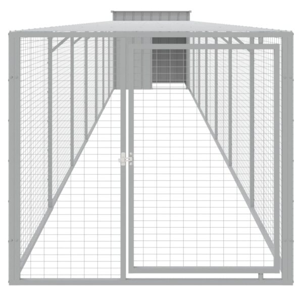 vidaXL Chicken Cage with Run Light Gray 43.3"x320.1"x43.3" Galvanized Steel - Image 3