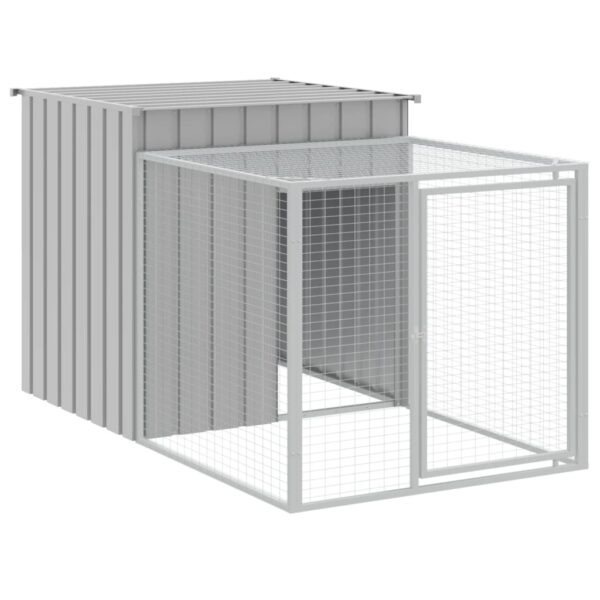 vidaXL Chicken Cage with Run Light Gray 43.3"x320.1"x43.3" Galvanized Steel - Image 6