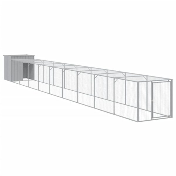 vidaXL Chicken Cage with Run Light Gray 43.3"x400.4"x43.3" Galvanized Steel - Image 2