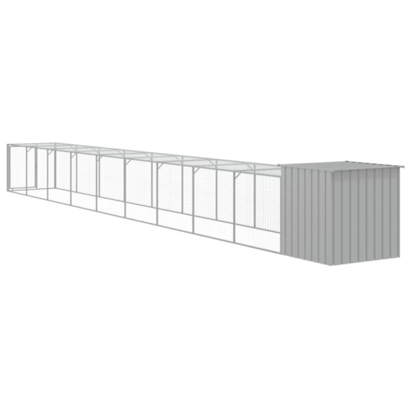 vidaXL Chicken Cage with Run Light Gray 43.3"x400.4"x43.3" Galvanized Steel - Image 5