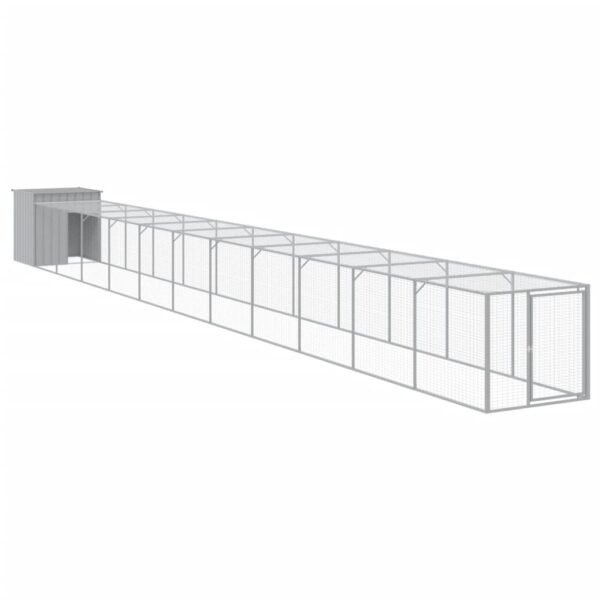 vidaXL Chicken Cage with Run Light Gray 43.3"x480.7"x43.3" Galvanized Steel - Image 2