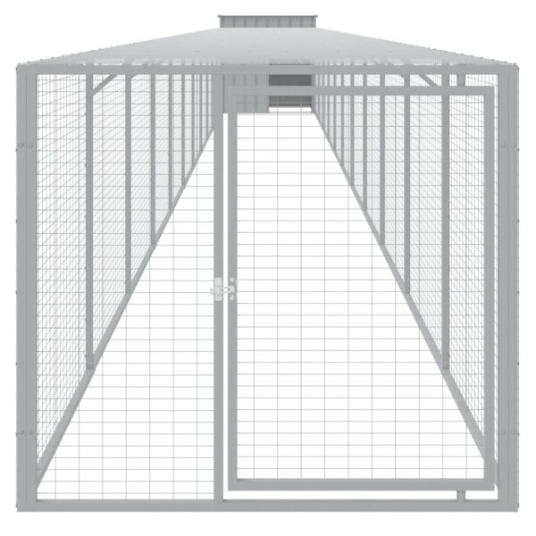 vidaXL Chicken Cage with Run Light Gray 43.3"x480.7"x43.3" Galvanized Steel - Image 3