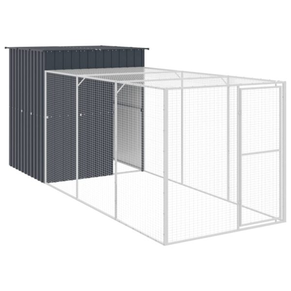 vidaXL Chicken Cage with Run Anthracite 65"x179.1"x71.3" Galvanized Steel - Image 2