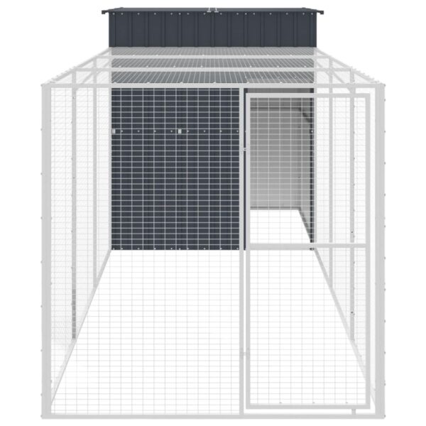 vidaXL Chicken Cage with Run Anthracite 65"x179.1"x71.3" Galvanized Steel - Image 3