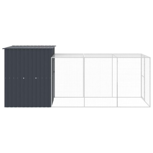 vidaXL Chicken Cage with Run Anthracite 65"x179.1"x71.3" Galvanized Steel - Image 4