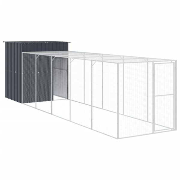 vidaXL Chicken Cage with Run Anthracite 65"x259.4"x71.3" Galvanized Steel - Image 2