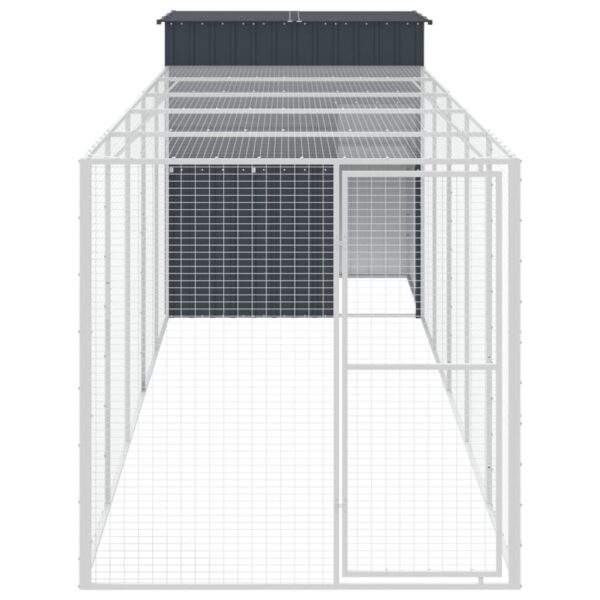 vidaXL Chicken Cage with Run Anthracite 65"x259.4"x71.3" Galvanized Steel - Image 3