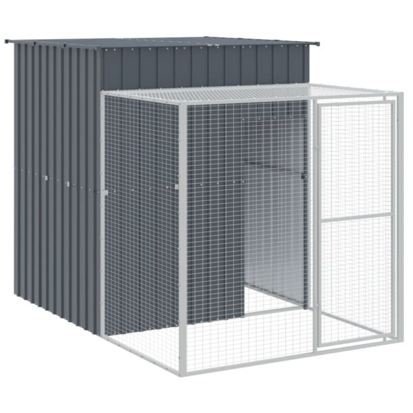 vidaXL Chicken Cage with Run Anthracite 65"x259.4"x71.3" Galvanized Steel - Image 6