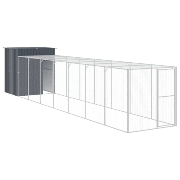 vidaXL Chicken Cage with Run Anthracite 65"x339.8"x71.3" Galvanized Steel - Image 2