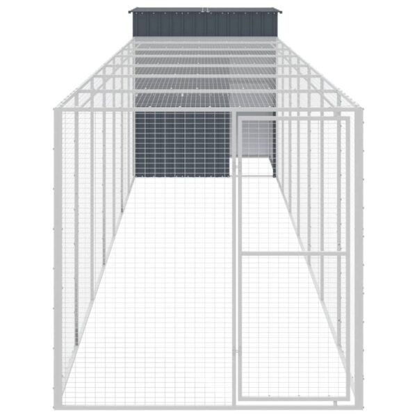 vidaXL Chicken Cage with Run Anthracite 65"x339.8"x71.3" Galvanized Steel - Image 3