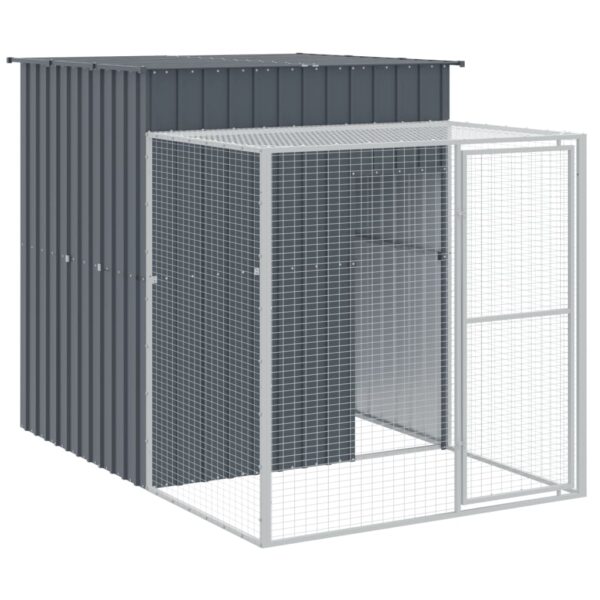 vidaXL Chicken Cage with Run Anthracite 65"x339.8"x71.3" Galvanized Steel - Image 6