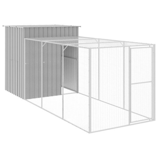 vidaXL Chicken Cage with Run Light Gray 65"x179.1"x71.3" Galvanized Steel - Image 2