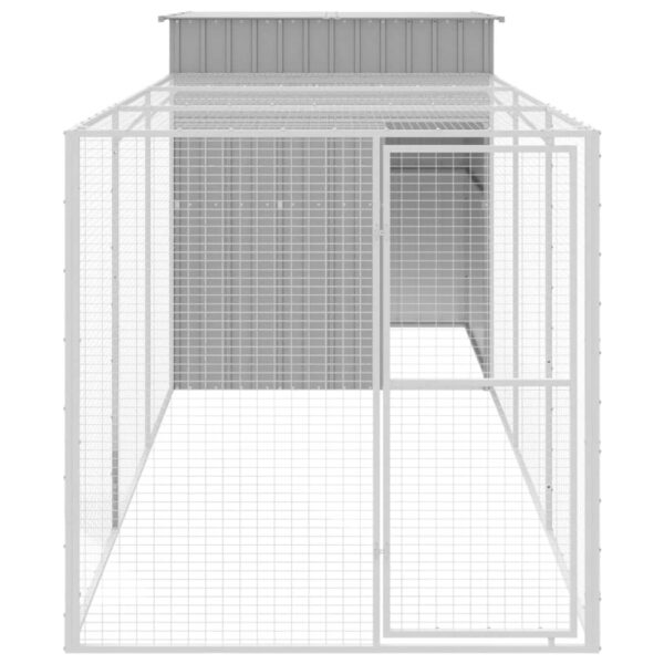 vidaXL Chicken Cage with Run Light Gray 65"x179.1"x71.3" Galvanized Steel - Image 3