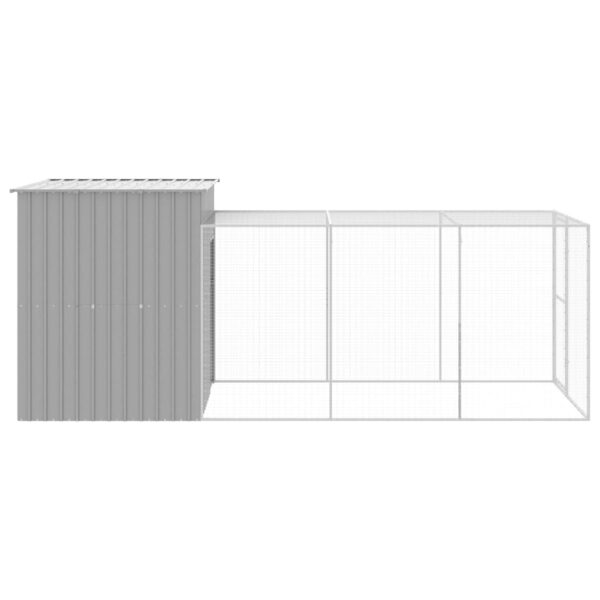 vidaXL Chicken Cage with Run Light Gray 65"x179.1"x71.3" Galvanized Steel - Image 4