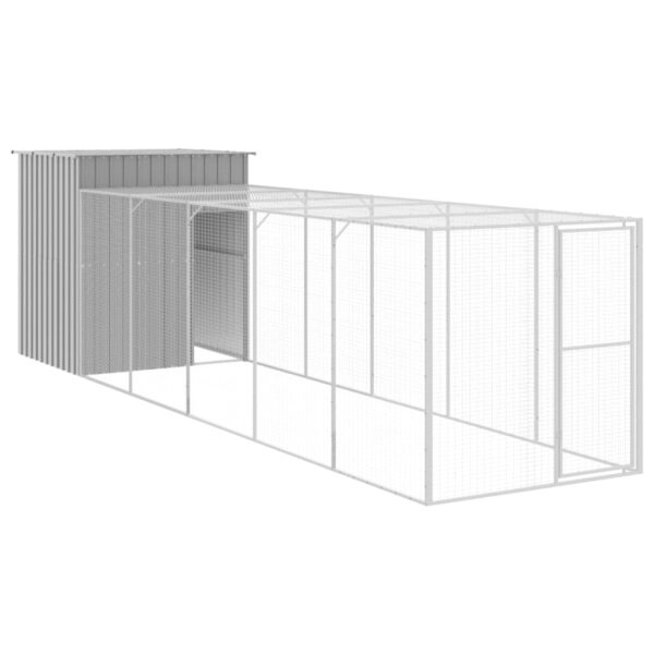 vidaXL Chicken Cage with Run Light Gray 65"x259.4"x71.3" Galvanized Steel - Image 2