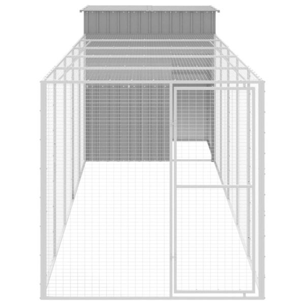 vidaXL Chicken Cage with Run Light Gray 65"x259.4"x71.3" Galvanized Steel - Image 3