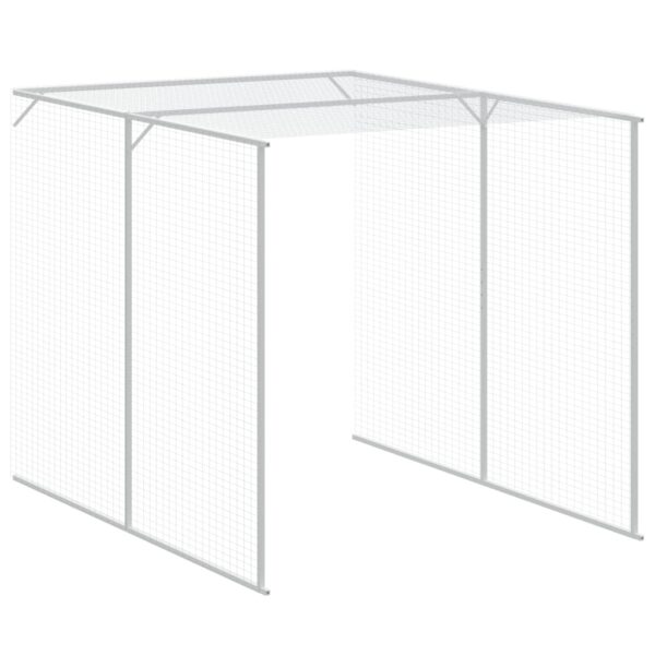 vidaXL Chicken Cage with Run Light Gray 65"x259.4"x71.3" Galvanized Steel - Image 7