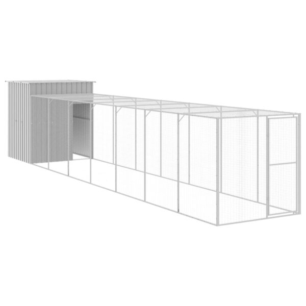 vidaXL Chicken Cage with Run Light Gray 65"x339.8"x71.3" Galvanized Steel - Image 2