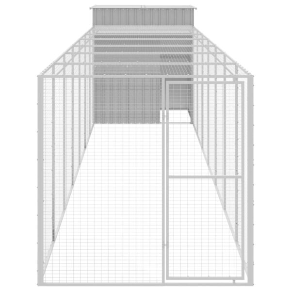 vidaXL Chicken Cage with Run Light Gray 65"x339.8"x71.3" Galvanized Steel - Image 3