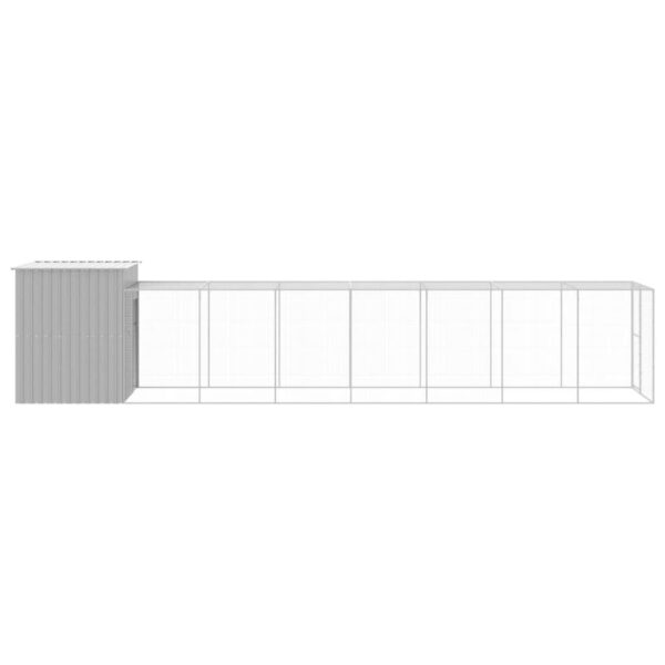 vidaXL Chicken Cage with Run Light Gray 65"x339.8"x71.3" Galvanized Steel - Image 4