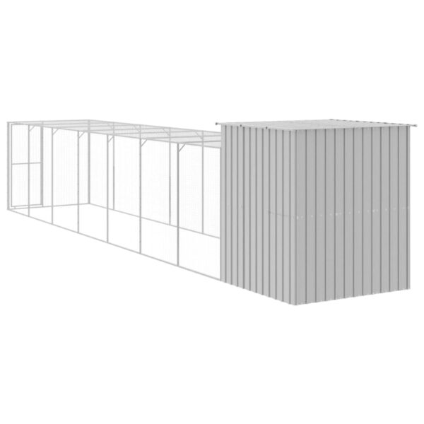 vidaXL Chicken Cage with Run Light Gray 65"x339.8"x71.3" Galvanized Steel - Image 5