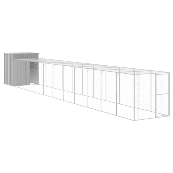 vidaXL Chicken Cage with Run Light Gray 65"x500.4"x71.3" Galvanized Steel - Image 2