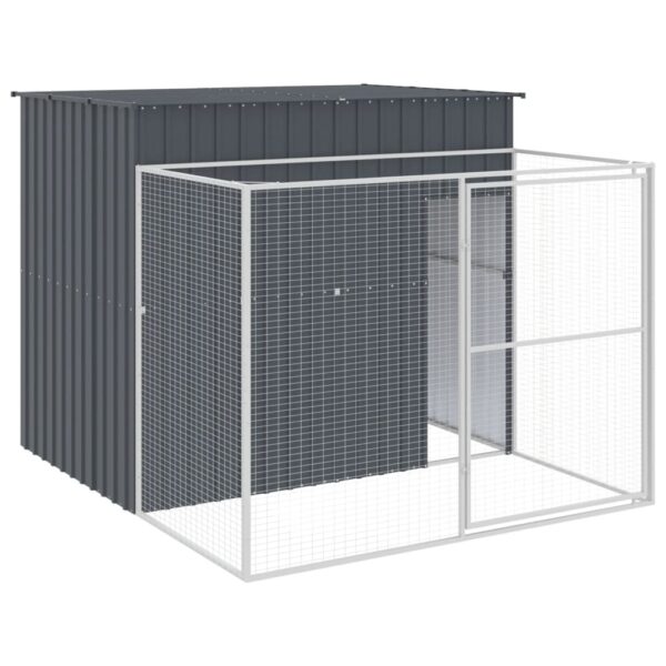 vidaXL Dog House with Run Anthracite 84.3"x99.6"x71.3" Galvanized Steel - Image 2